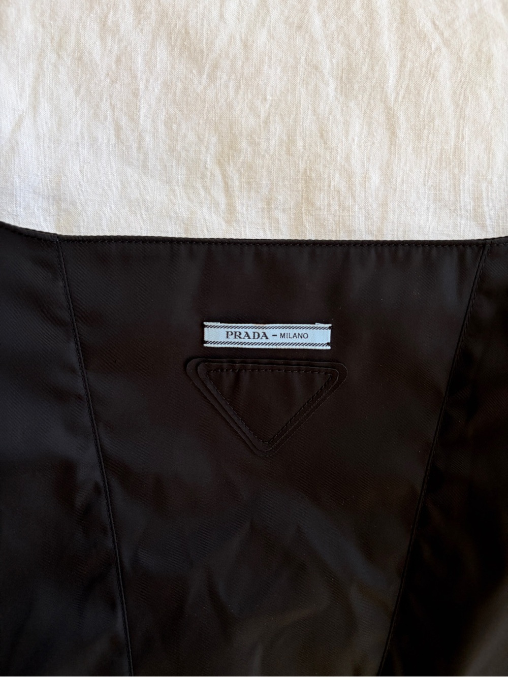 Prada Nylon Triangle Cropped Drawstring Zipper Pocket Bomber Jacket Coat Black - Picture 6 of 9